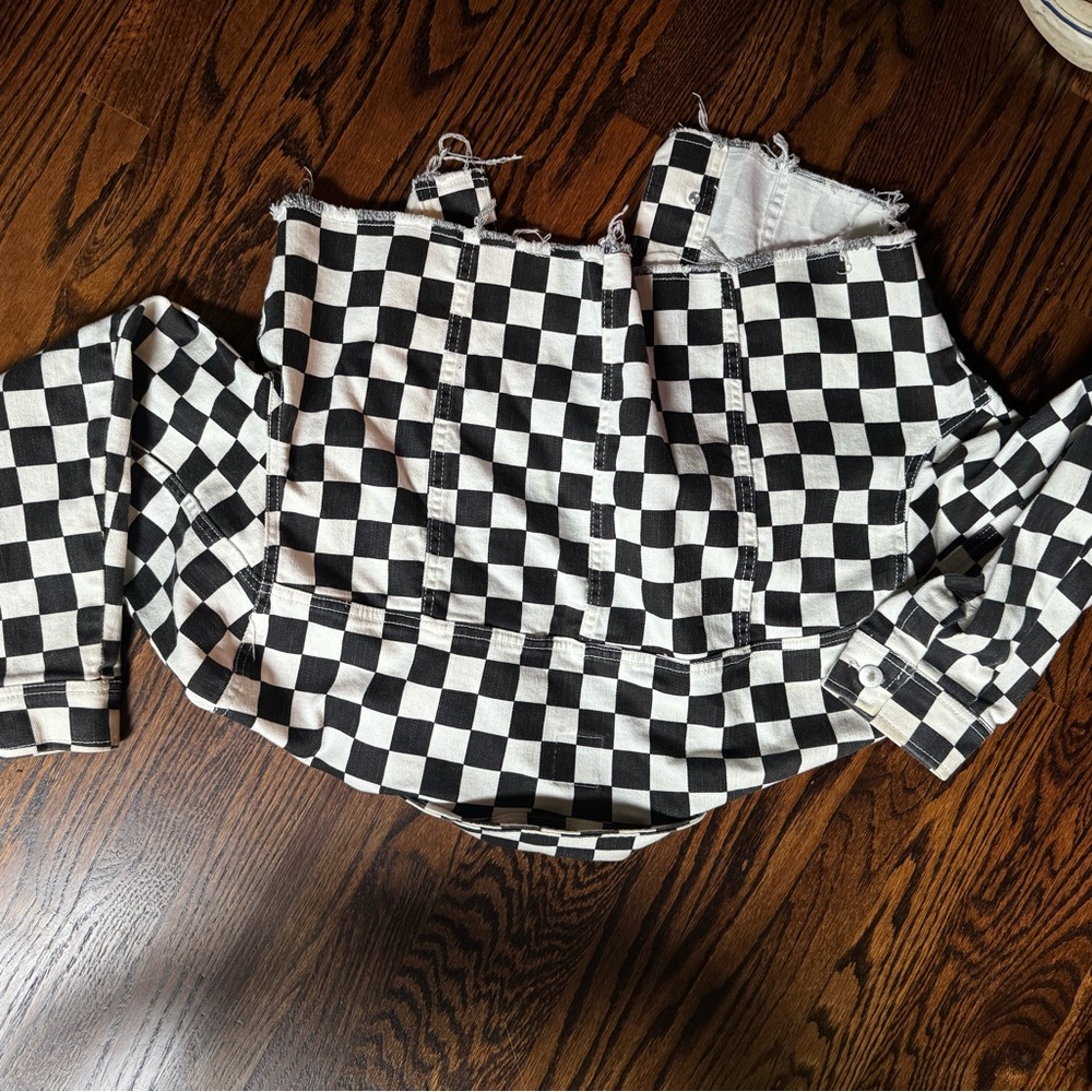 Wild Fable Green and White Checkered Fabric
